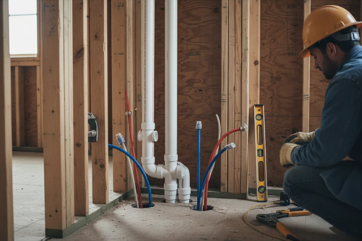 Drain and supply rough-in during Sump Pump Repair in Manchester